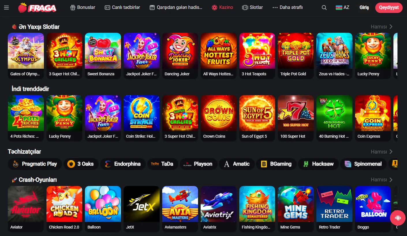 Fraga kazinoda oyunlar